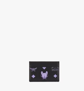 MCM M Pup Card Case Color Splash Logo Leder Lila | STJLW-8537