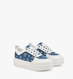 MCM Skyward Plattform Vintage Denim Jacquard Blau | YRZON-6714